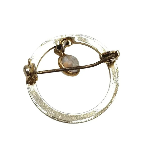 Mustard Seed Circle Brooch Pin Gold Tone Vintage - Picture 3 of 4